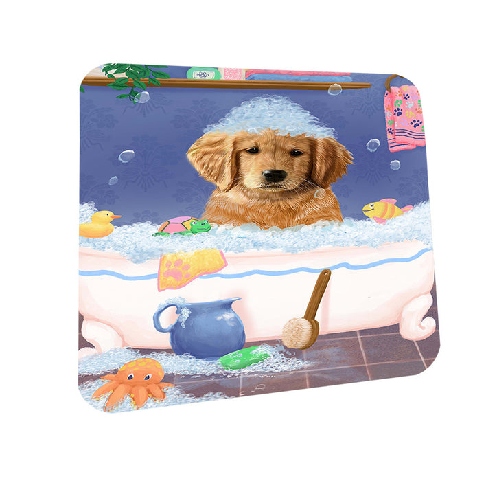 Rub A Dub Dog In A Tub Golden Retriever Dog Coasters Set of 4 CST57328