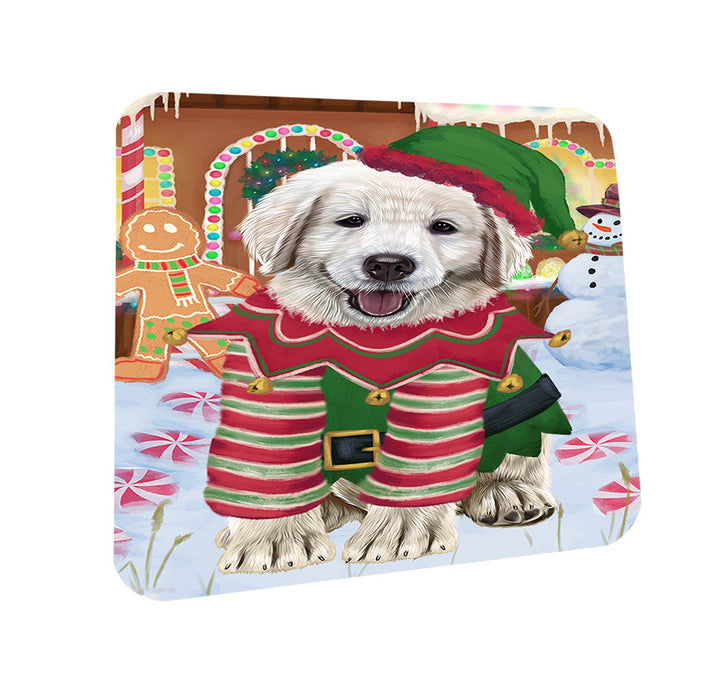 Christmas Gingerbread House Candyfest Golden Retriever Dog Coasters Set of 4 CST56296