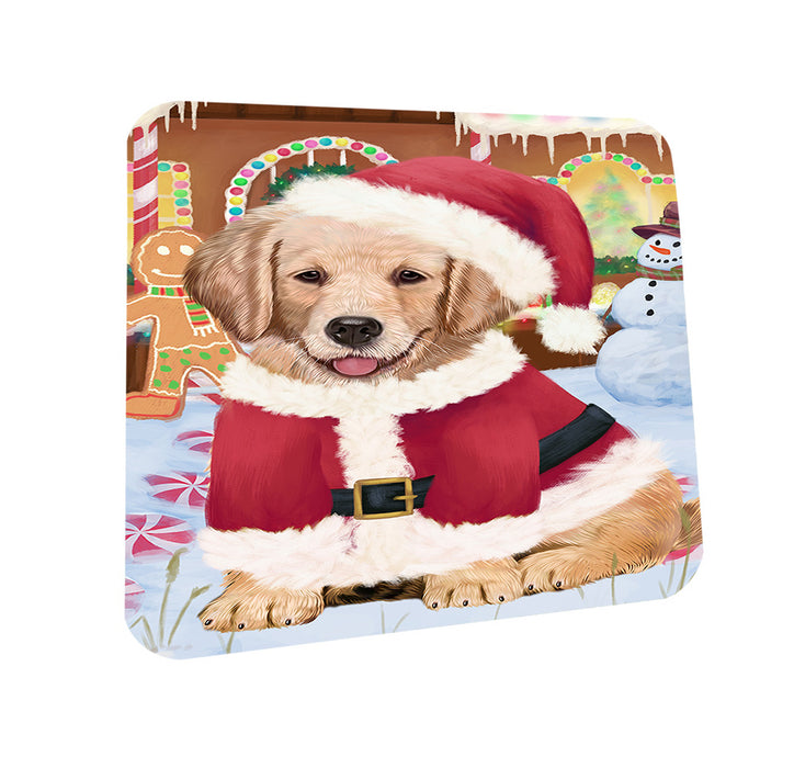 Christmas Gingerbread House Candyfest Golden Retriever Dog Coasters Set of 4 CST56298