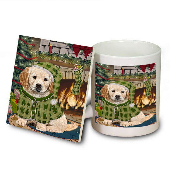 The Stocking was Hung Golden Retriever Dog Mug and Coaster Set MUC55307