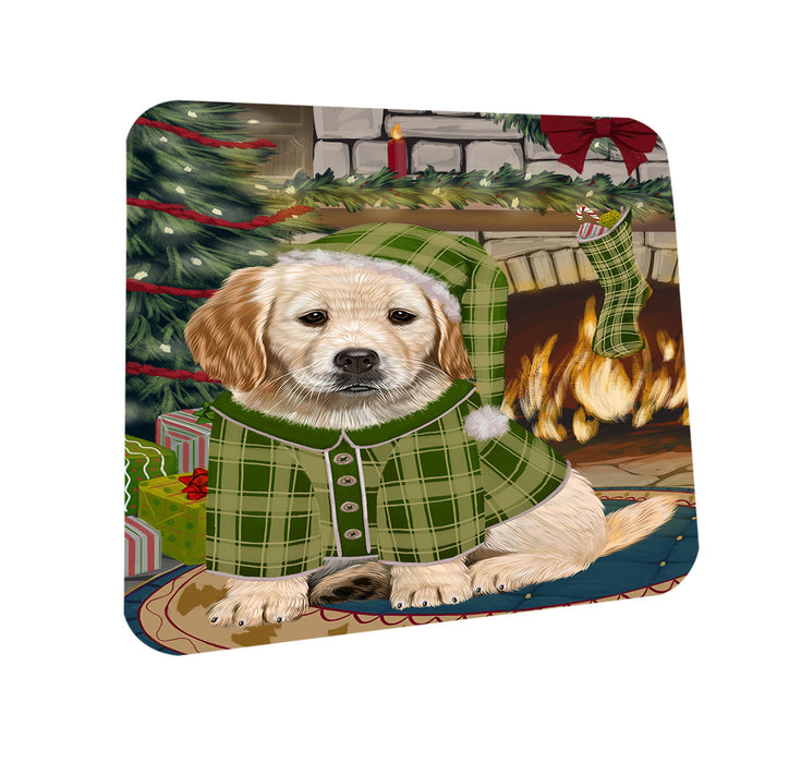 The Stocking was Hung Golden Retriever Dog Coasters Set of 4 CST55273
