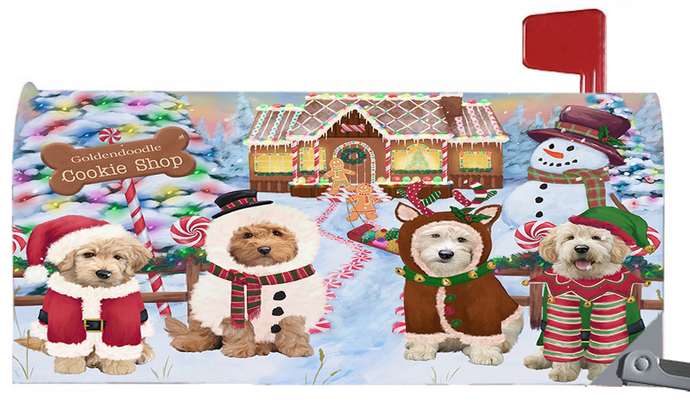 Christmas Holiday Gingerbread Cookie Shop Goldendoodle Dogs 6.5 x 19 Inches Magnetic Mailbox Cover Post Box Cover Wraps Garden Yard Décor MBC48994