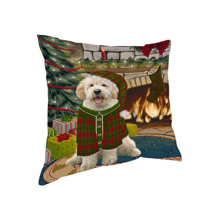 The Stocking was Hung Goldendoodle Dog Pillow PIL70196