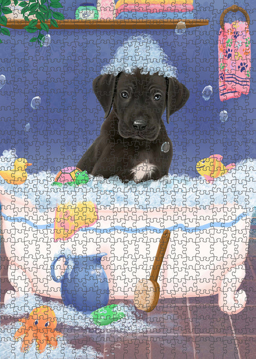 Rub A Dub Dog In A Tub Great Dane Dog Portrait Jigsaw Puzzle for Adults Animal Interlocking Puzzle Game Unique Gift for Dog Lover's with Metal Tin Box PZL288