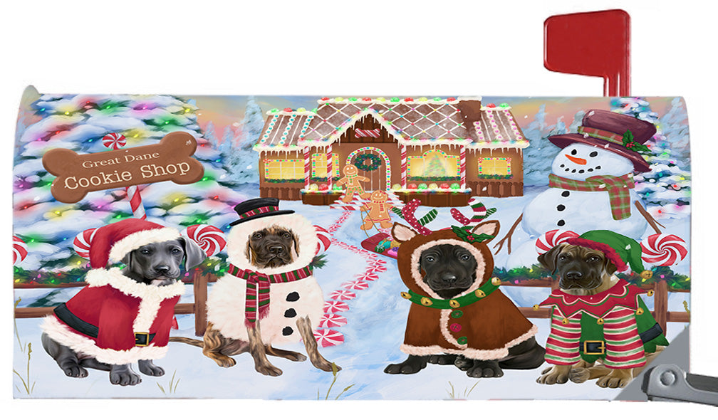 Christmas Holiday Gingerbread Cookie Shop Great Dane Dogs 6.5 x 19 Inches Magnetic Mailbox Cover Post Box Cover Wraps Garden Yard Décor MBC48995