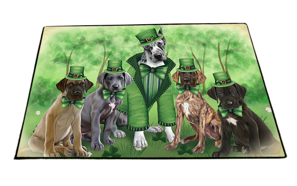 St. Patricks Day Irish Family Portrait Great Danes Dog Floormat FLMS49330 Floormat FLMS49359