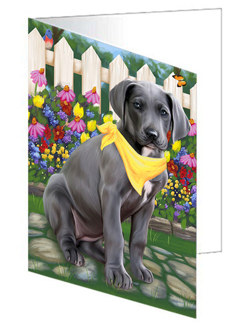 Spring Floral Great Dane Dog Handmade Artwork Assorted Pets Greeting Cards and Note Cards with Envelopes for All Occasions and Holiday Seasons GCD53687