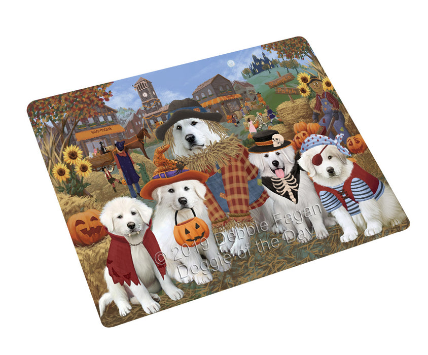 Halloween 'Round Town And Fall Pumpkin Scarecrow Both Great Pyrenees Dogs Large Refrigerator / Dishwasher Magnet RMAG104436