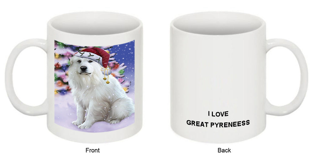 Winterland Wonderland Great Pyrenees Dog In Christmas Holiday Scenic Background Coffee Mug MUG49156