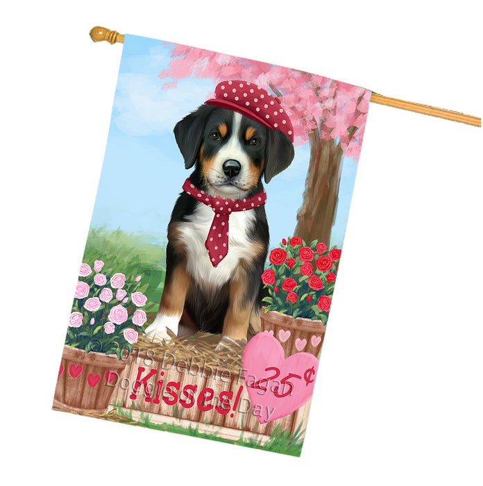 Rosie 25 Cent Kisses Greater Swiss Mountain Dog Dog House Flag FLG56568