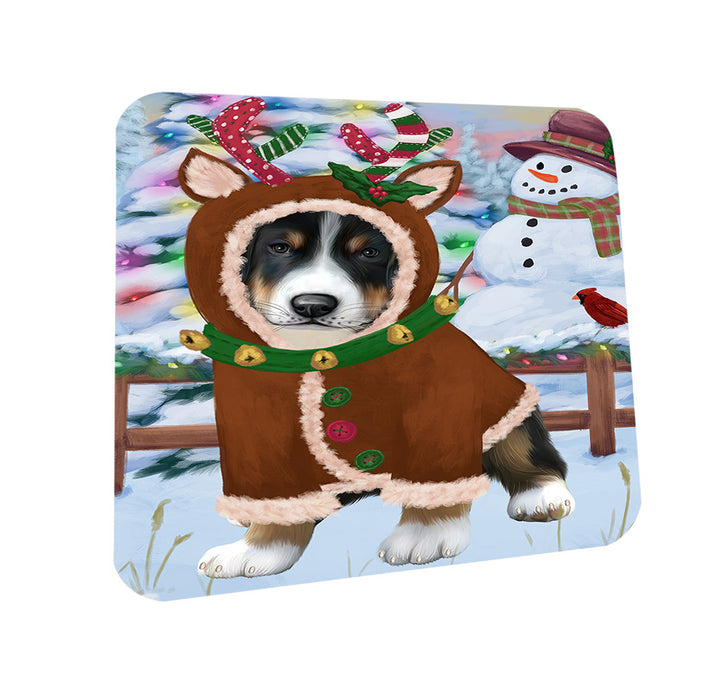 Christmas Gingerbread House Candyfest Greater Swiss Mountain Dog Coasters Set of 4 CST56313