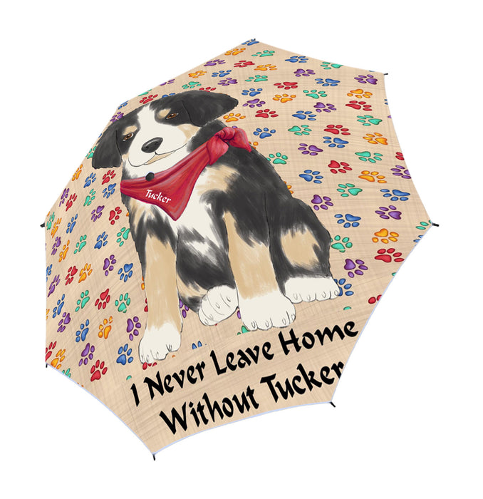 Custom Pet Name Personalized I never Leave Home Greater Swiss Mountain Dog Semi-Automatic Foldable Umbrella