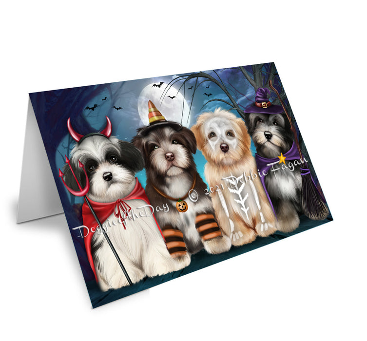 Happy Halloween Trick or Treat Havanese Dogs Handmade Artwork Assorted Pets Greeting Cards and Note Cards with Envelopes for All Occasions and Holiday Seasons GCD76763