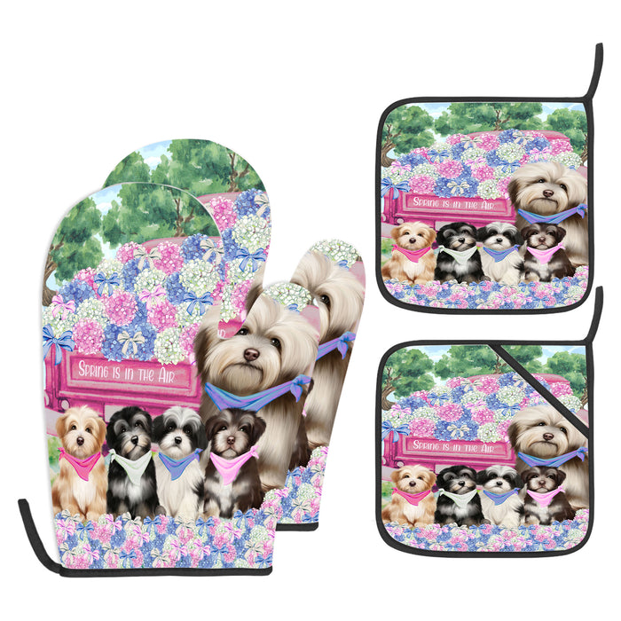 Havanese Oven Mitts and Pot Holder Set: Kitchen Gloves for Cooking with Potholders, Custom, Personalized, Explore a Variety of Designs, Dog Lovers Gift