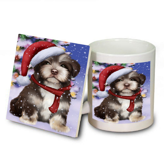 Winterland Wonderland Havanese Dog In Christmas Holiday Scenic Background  Mug and Coaster Set MUC53387