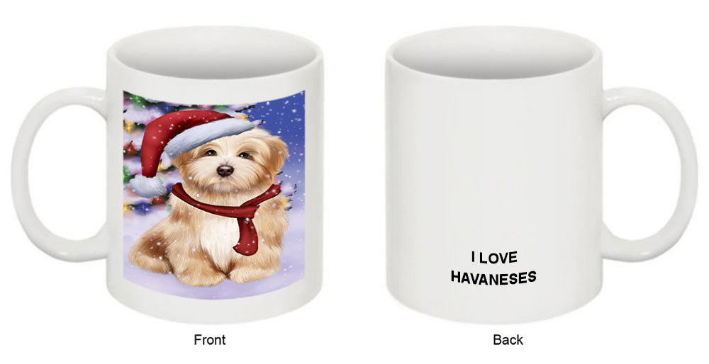 Winterland Wonderland Havanese Dog In Christmas Holiday Scenic Background  Coffee Mug MUG48794