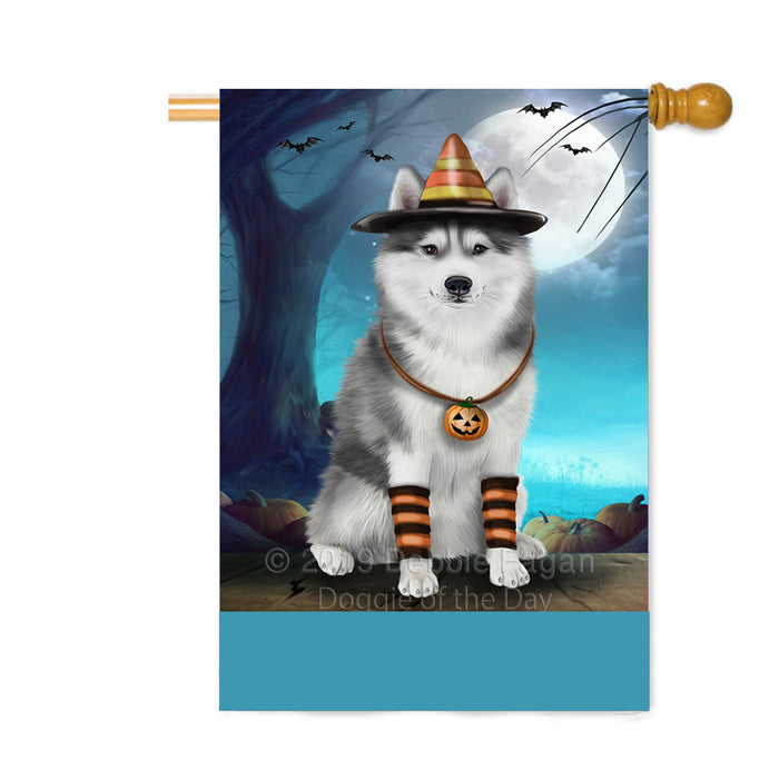 Personalized Happy Halloween Trick or Treat Siberian Husky Dog Candy Corn Custom House Flag FLG64109