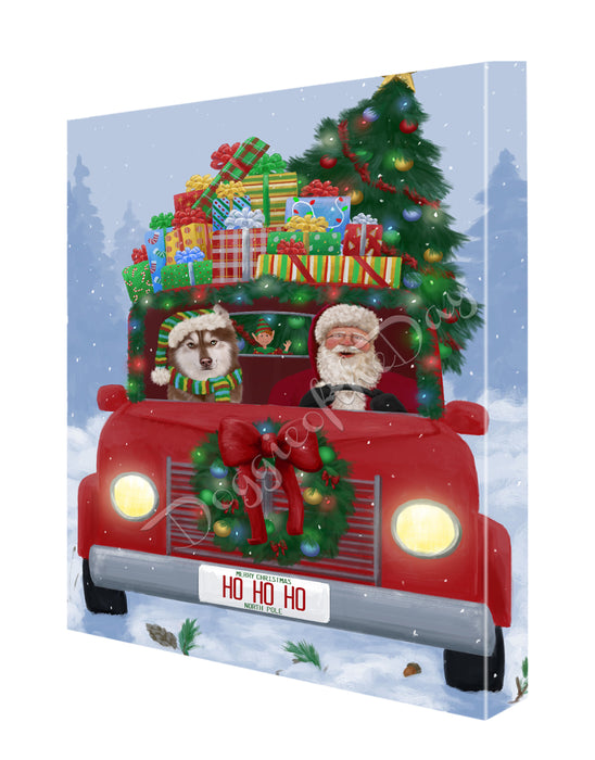 Christmas Honk Honk Here Comes Santa with Siberian Husky Dog Canvas Print Wall Art Décor CVS146879