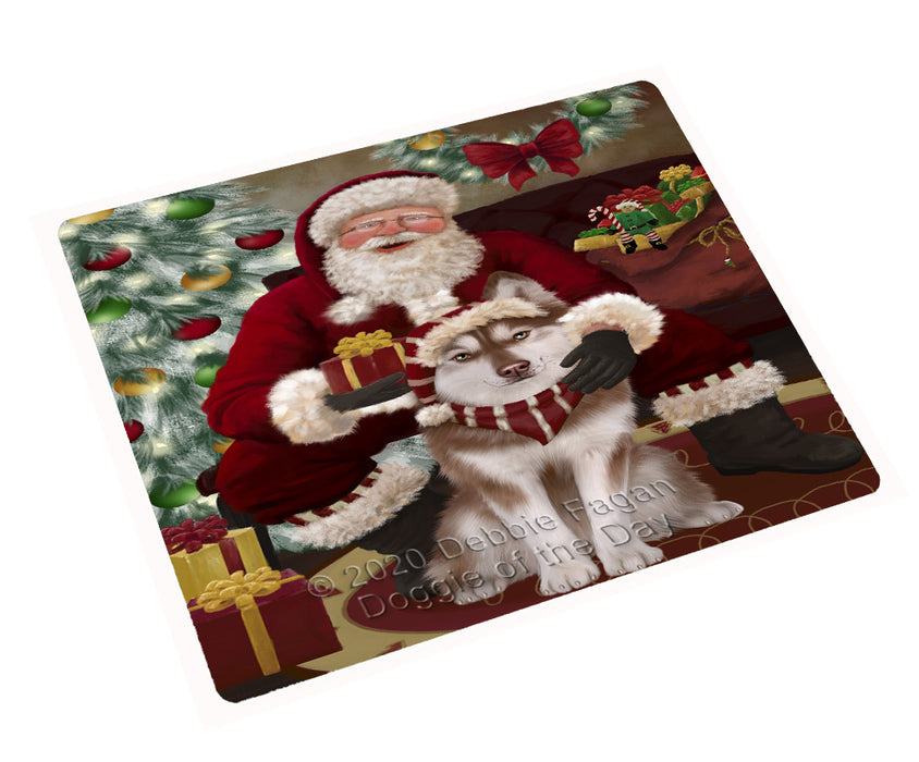 Santa's Christmas Surprise Siberian Husky Dog Cutting Board - Easy Grip Non-Slip Dishwasher Safe Chopping Board Vegetables C78652