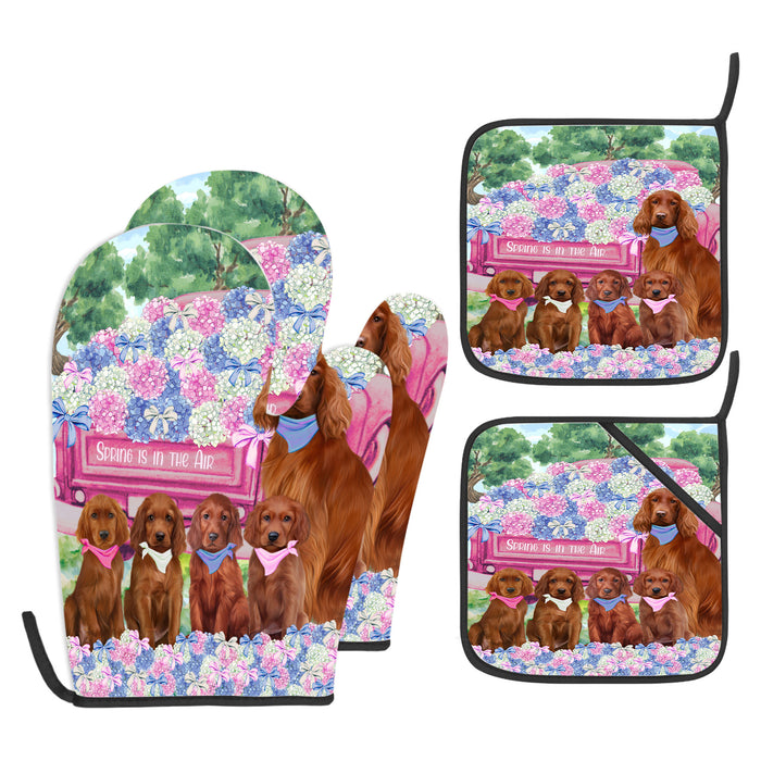 Irish Setter Oven Mitts and Pot Holder Set: Kitchen Gloves for Cooking with Potholders, Custom, Personalized, Explore a Variety of Designs, Dog Lovers Gift