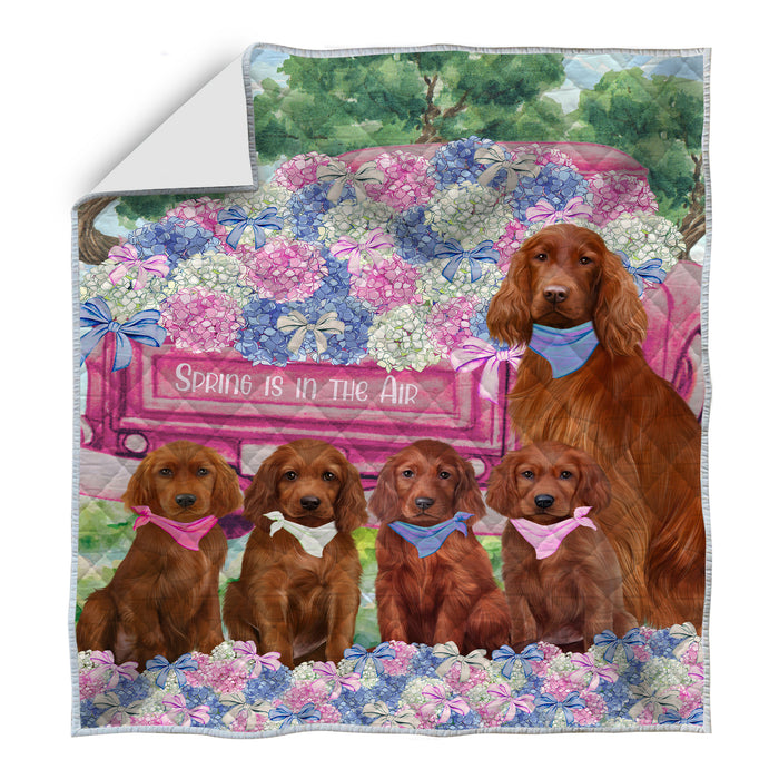 Irish Setter Quilt: Explore a Variety of Bedding Designs, Custom, Personalized, Bedspread Coverlet Quilted, Gift for Dog and Pet Lovers