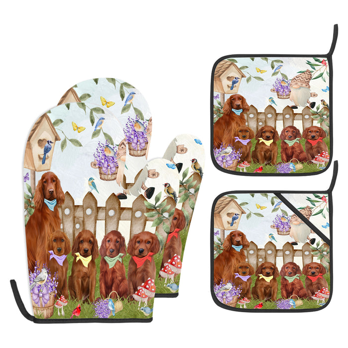 Irish Setter Oven Mitts and Pot Holder, Explore a Variety of Designs, Custom, Kitchen Gloves for Cooking with Potholders, Personalized, Dog and Pet Lovers Gift