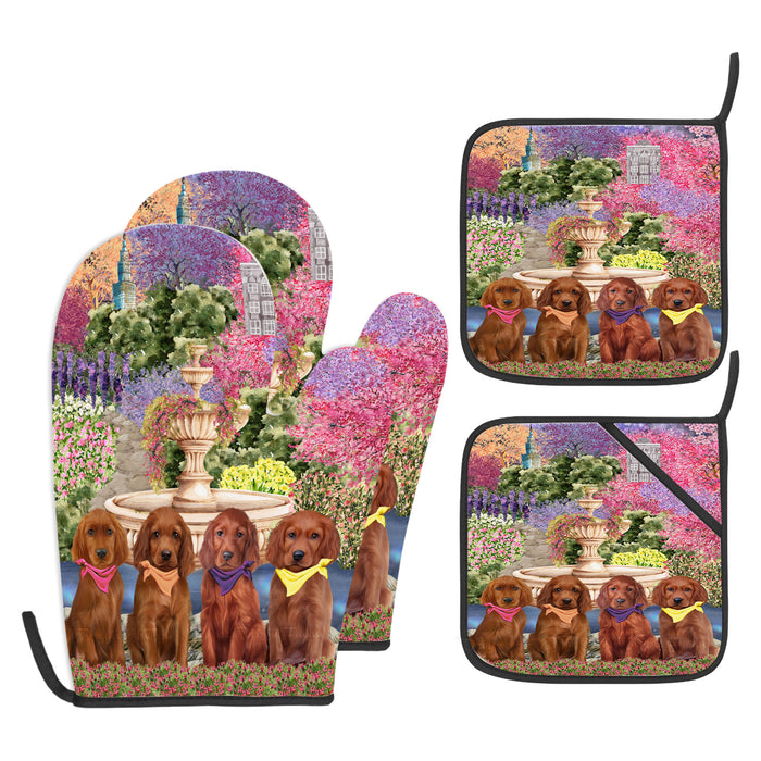 Irish Setter Oven Mitts and Pot Holder Set, Explore a Variety of Personalized Designs, Custom, Kitchen Gloves for Cooking with Potholders, Pet and Dog Gift Lovers