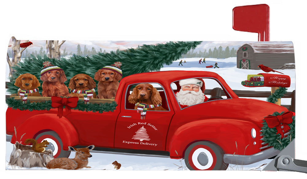 Magnetic Mailbox Cover Christmas Santa Express Delivery Irish Red Setters Dog MBC48327