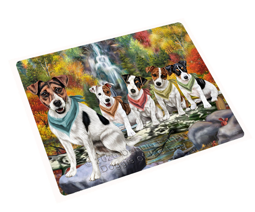 Scenic Waterfall Jack Russell Terrier Dogs Cutting Board - For Kitchen - Scratch & Stain Resistant - Designed To Stay In Place - Easy To Clean By Hand - Perfect for Chopping Meats, Vegetables