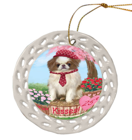 Rosie 25 Cent Kisses Japanese Chin Dog Doily Ornament DPOR58685