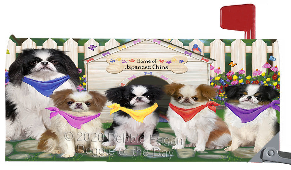 Spring Dog House Japanese Chin Dogs Magnetic Mailbox Cover Both Sides Pet Theme Printed Decorative Letter Box Wrap Case Postbox Thick Magnetic Vinyl Material