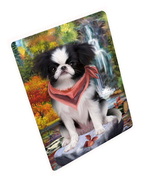 Scenic Waterfall Japanese Chin Dog Cutting Board - For Kitchen - Scratch & Stain Resistant - Designed To Stay In Place - Easy To Clean By Hand - Perfect for Chopping Meats, Vegetables, CA83200