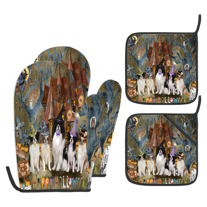 Japanese Chin Oven Mitts and Pot Holder Set: Kitchen Gloves for Cooking with Potholders, Custom, Personalized, Explore a Variety of Designs, Dog Lovers Gift