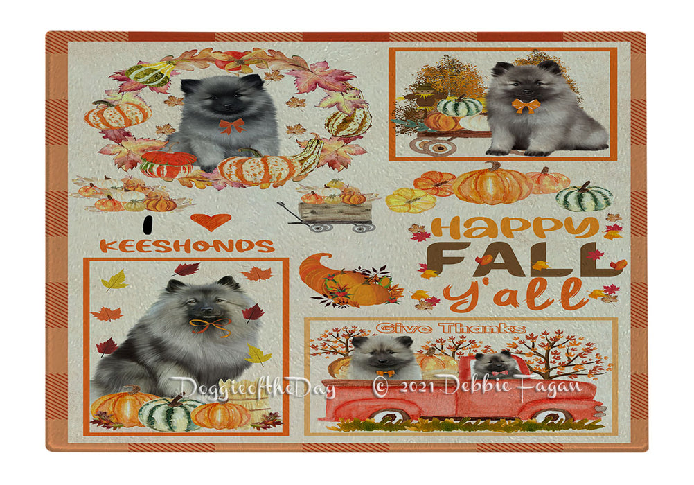 Happy Fall Y'all Pumpkin Keeshond Dogs Cutting Board - Easy Grip Non-Slip Dishwasher Safe Chopping Board Vegetables C79918
