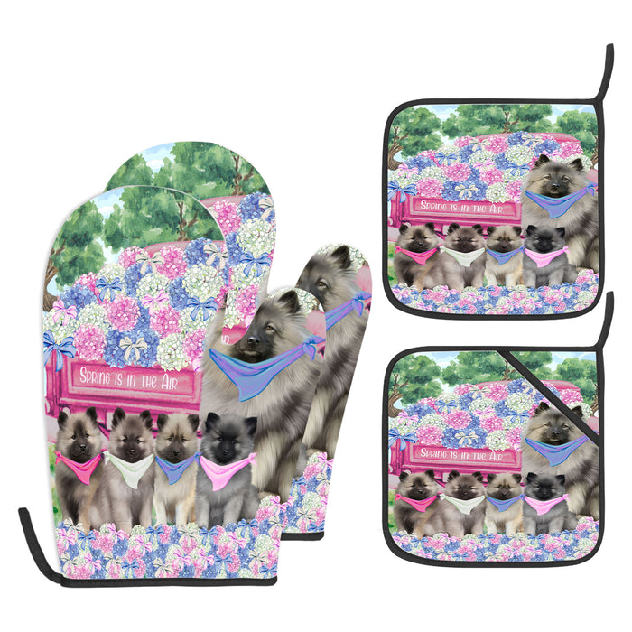 Keeshond Oven Mitts and Pot Holder Set: Explore a Variety of Designs, Custom, Personalized, Kitchen Gloves for Cooking with Potholders, Gift for Dog Lovers