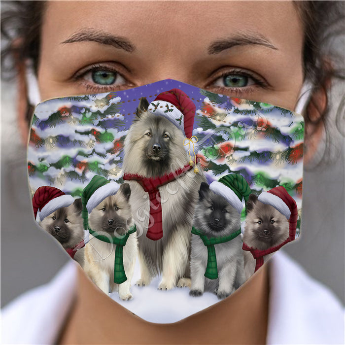 Labrador Dogs Christmas Family Portrait in Holiday Scenic Background Face Mask FM48357