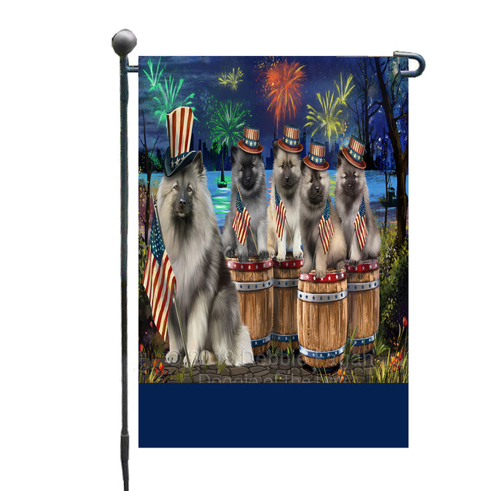 Personalized 4th of July Firework Keeshond Dogs Custom Garden Flags GFLG-DOTD-A57959