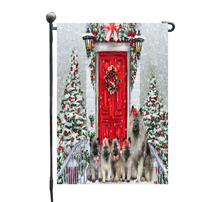 Christmas Holiday Welcome Keeshond Dogs Garden Flags- Outdoor Double Sided Garden Yard Porch Lawn Spring Decorative Vertical Home Flags 12 1/2"w x 18"h