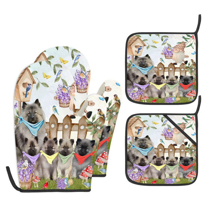 Keeshond Oven Mitts and Pot Holder Set: Kitchen Gloves for Cooking with Potholders, Custom, Personalized, Explore a Variety of Designs, Dog Lovers Gift