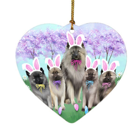 Easter Holiday Keeshonds Dog Heart Christmas Ornament HPOR57315