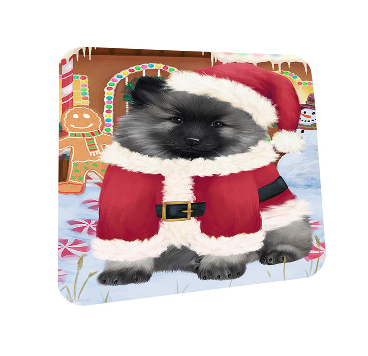 Christmas Gingerbread House Candyfest Keeshond Dog Coasters Set of 4 CST56330