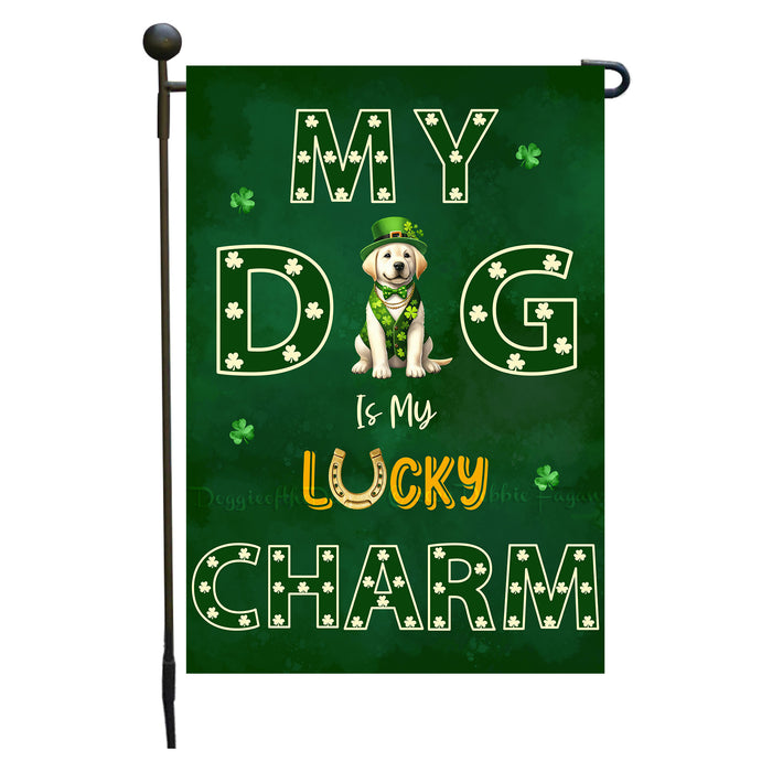 St. Patrick's Day Labrador Retriever Irish Dog Garden Flags with Lucky Charm Design - Double Sided Yard Garden Festival Decorative Gift - Holiday Dogs Flag Decor 12 1/2"w x 18"h