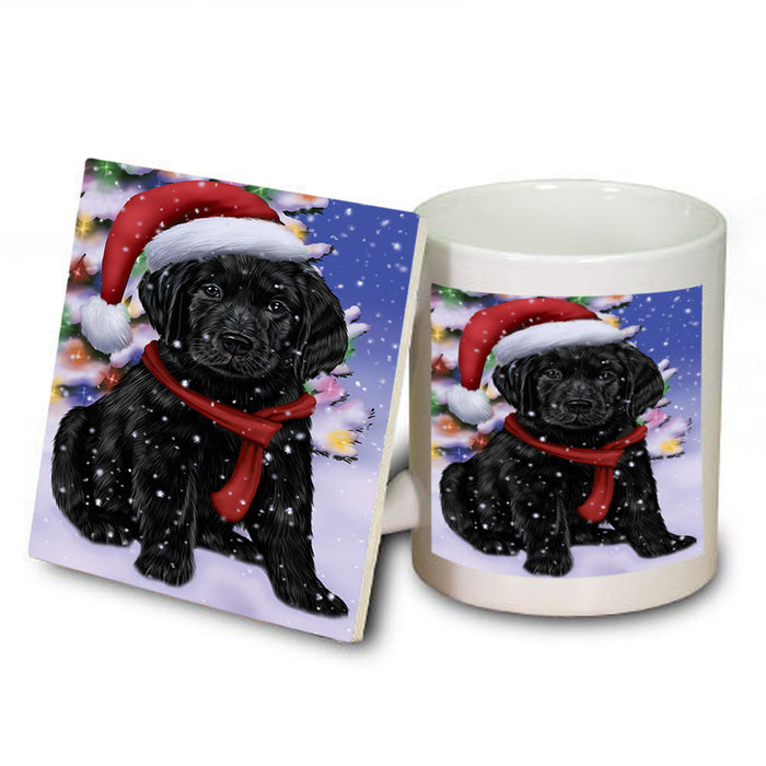 Winterland Wonderland Labrador Retriever Dog In Christmas Holiday Scenic Background  Mug and Coaster Set MUC53390