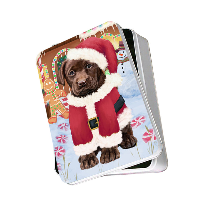 Christmas Gingerbread House Candyfest Labrador Retriever Dog Photo Storage Tin PITN56319