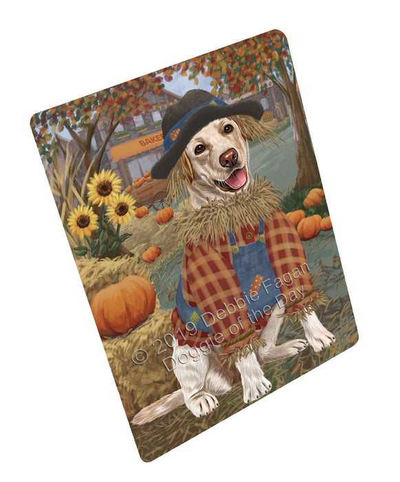 Halloween 'Round Town And Fall Pumpkin Scarecrow Both Labradors Dogs Large Refrigerator / Dishwasher Magnet RMAG104838