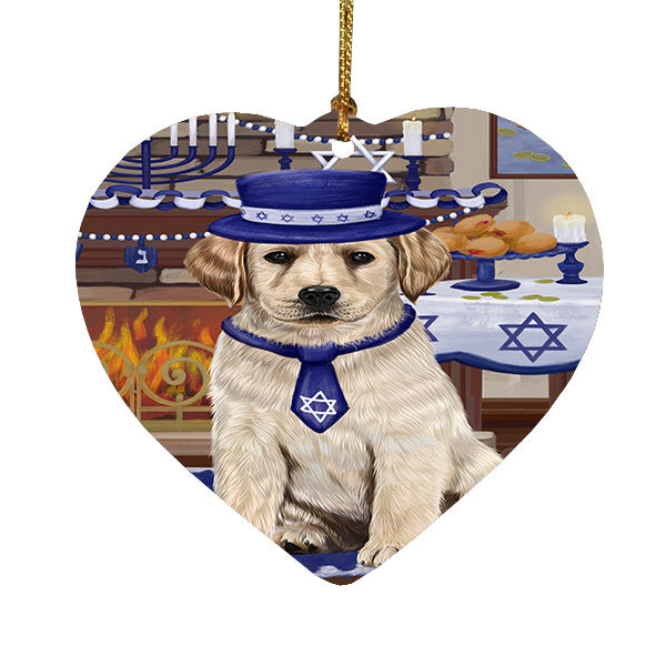 Happy Hanukkah Labradors Dog Heart Christmas Ornament HPOR57685