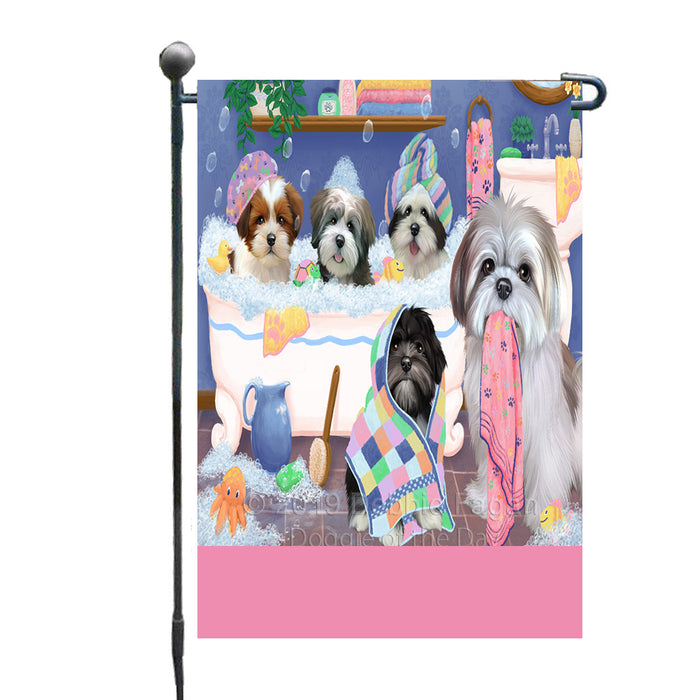 Personalized Rub A Dub Dogs In A Tub Lhasa Apso Dogs Custom Garden Flag GFLG64887