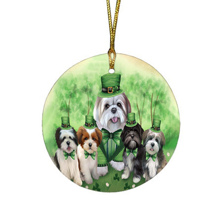 St. Patricks Day Irish Portrait Lhasa Apsos Dog Round Flat Christmas Ornament RFPOR49321
