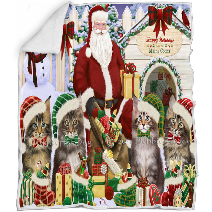 Christmas Dog House Maine Coons Cat Blanket BLNKT89751