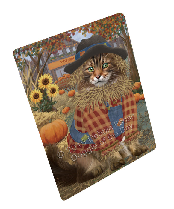 Halloween 'Round Town And Fall Pumpkin Scarecrow Both Maine Coon Cats Large Refrigerator / Dishwasher Magnet RMAG104850